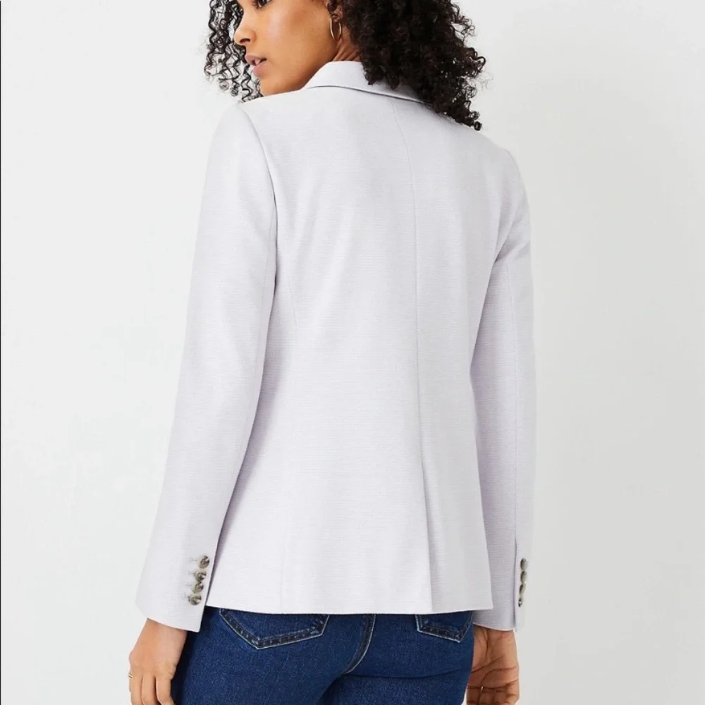 Ann Taylor Lavender Houndstooth Plaid Print Blazer Size 6 NWT! - Picture 2 of 14